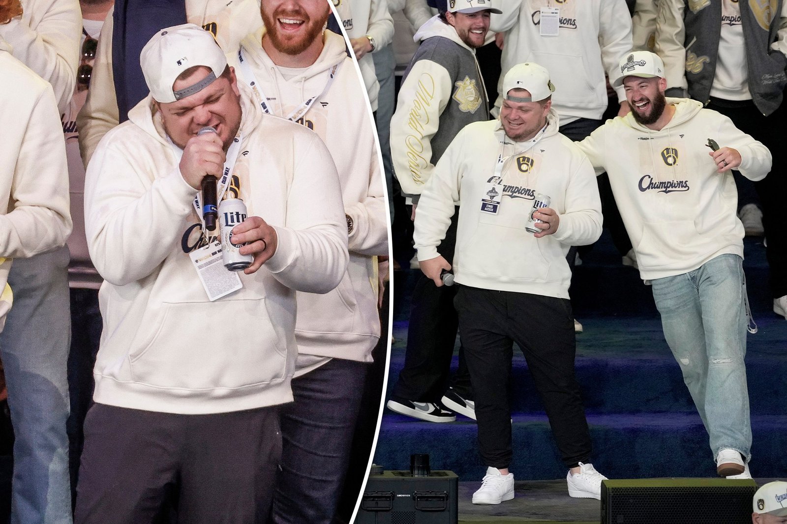 Vogelbach canta 'Stacy's Mom' en desfile de Cerveceros
